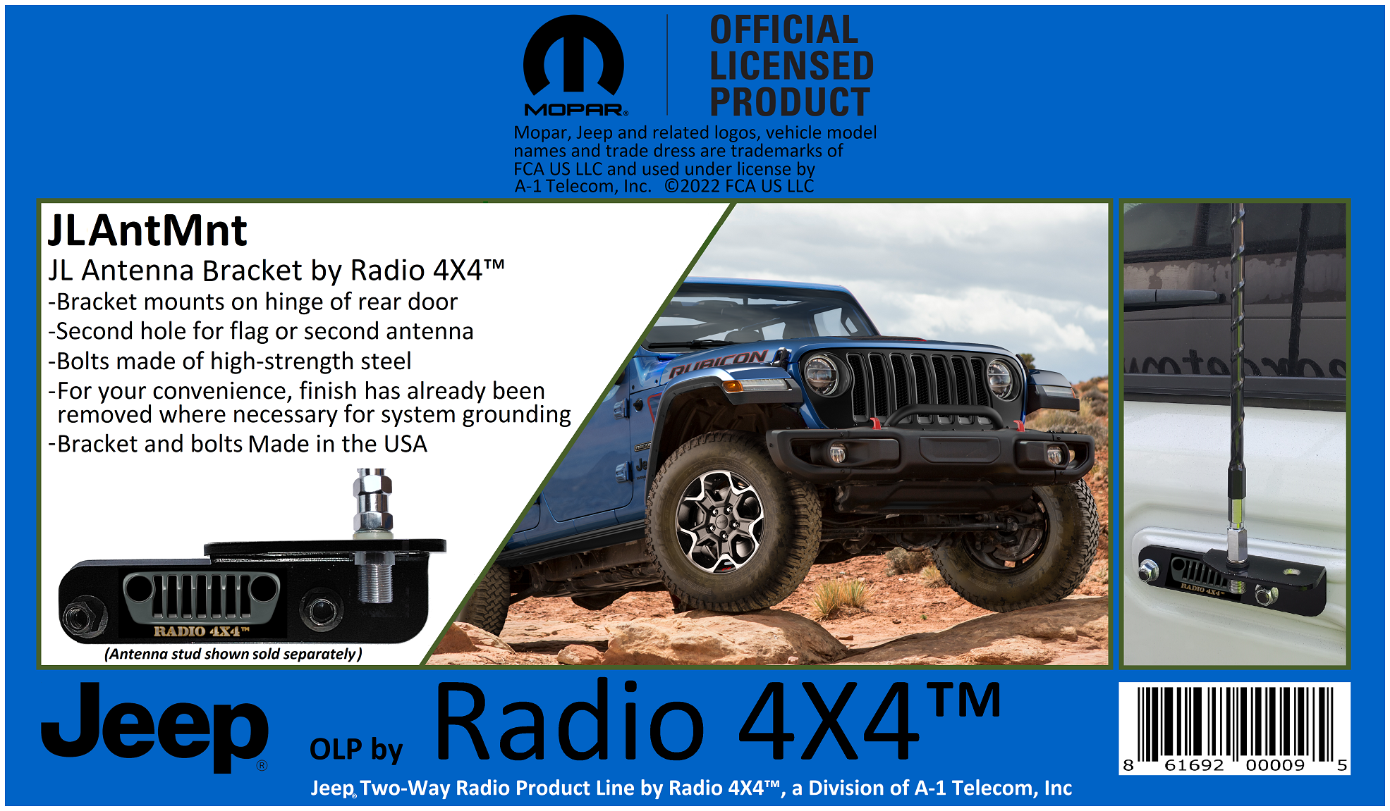 Mopar Grab Bar Mic Mount – Jeep Wrangler JL & Gladiator JT – 2-Way / CB Radio, Made In USA